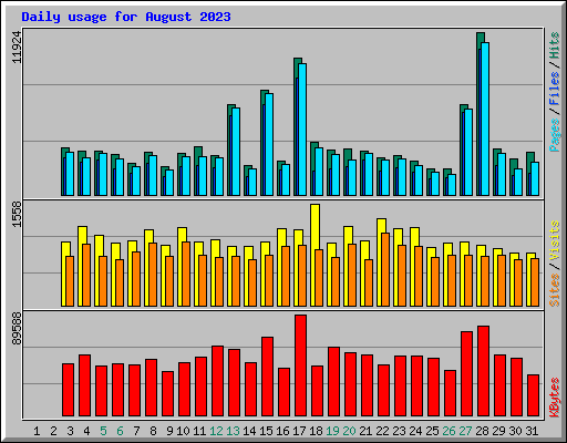 Daily usage for August 2023