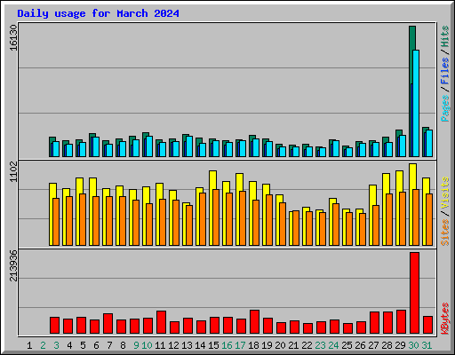 Daily usage for March 2024